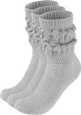 Produktbild von BRUBAKER 3x Slouch Socken - Damen Schoppersocken für Sport und Freizeit -Sportsocken - Scrunch Knit Baumwollsocken, Grau, 35-38