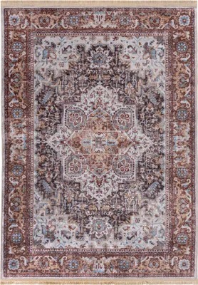 Produktbild von Beige Teppich Mazovia - Vintage, Traditionell Teppich für Wohnzimmer, Schlafzimmer, Büro - Maschinenwaschbar - 140 x 200 cm
