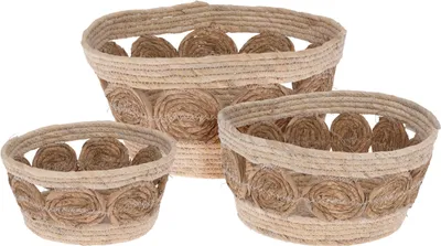 Image de H&S Decoration Panier de rangement 3 sets en Jute Beige 15cm x 30 cm