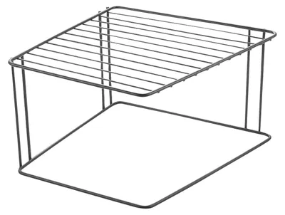 Eckregal 2 Etagen, Schwarz, beschichteter Eisendraht, 25x25x15 cm