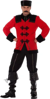 Produktbild von W5777-54 schwarz-rot Herren Kosakenkostüm Kosakenuniform Gr.54