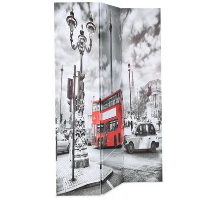Image de vidaXL Séparation de pièce pliable 120 x 170 cm London Bus noir-blanc