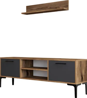 Immagine prodotto di Porta TV in legno "Riga" - 140 x 30 x 48 cm - Noce-Antracite