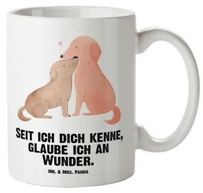 Produktbild von Mr. & Mrs. Panda Riesenkaffeetasse Hunde Liebe - Weiß - Geschenk, steingut tasse, Pott, Kuscheln, Große, Sprüche, Hund, Herz, Keramiktasse, weisse, Glaube, Teetasse