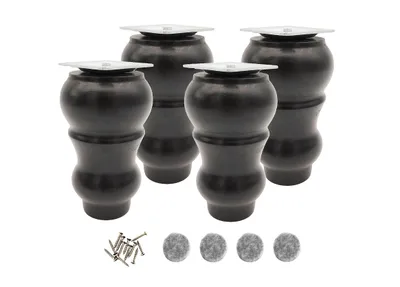 Produktbild von Möbelfuß Holz 12 cm – schwarz lackiert, gedrechselt & mit M8‑Schraube
