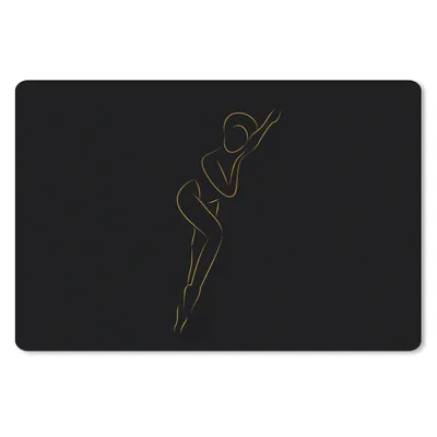 Produktbild von MuchoWow® Schreibtischunterlage Frau - Schwarz - Gold - Strichzeichnung 60x40 cm - XXL Mauspad - Großes Mauspad