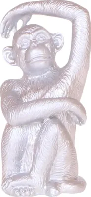Image de Figurine décorative « Singe assis » - Argent - 13cm - Sculpture décorative en