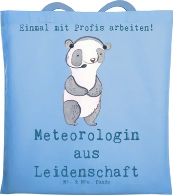 Produktbild von Mr. & Mrs. Panda Shopping Tasche Meteorologin Leidenschaft - Sky Blue - Geschenk, Tote Bag, Jutebeutel, Laptoptasche, Stoffbeutel