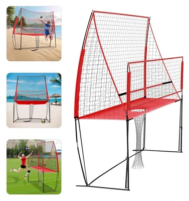 Obrázok produktu pre Multifunkčná športová sieť – sieť s nastaviteľnou výškou – prenosný rám – nylonová sieť – pre tenis, bedminton a volejbal – pre vnútorné aj vonkajšie použitie – červená