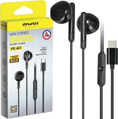 Productafbeelding van Stereo-koptelefoon Awei PC-6T, USB-C, zwart/zwart