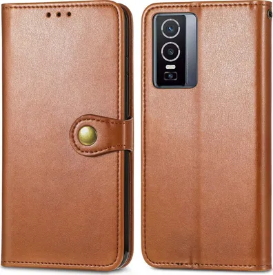 Produktbild von Mobigear Snap Button  Vivo Y76 Hülle Klapphülle Geldbörse - Braun