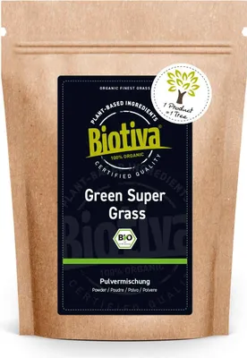 Image de Poudre d'herbe Biotiva Green Super, 400 g, issue de l'agriculture biologique