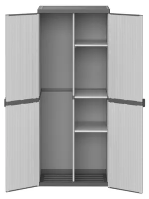 Image de Armoire porte-balais en résine 2 portes, étagères réglables (intérieur/extérieur) 68x40xH165 cm