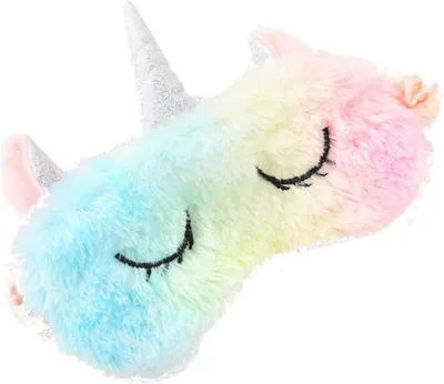Imagen del producto de Mascarilla para dormir con forma de unicornio, suave, con banda elástica, para niños, color rosa, ideal para dormir y viajar