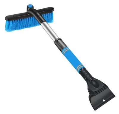 Image de Brosse à neige télescopique - Brosse/Grattoir 2-en-1 - Poignée en mousse amovible - Enlèvement de glace/neige - Pelle à neige