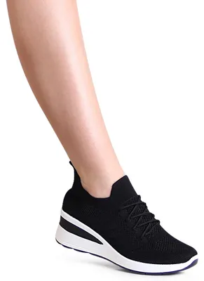 Produktbild von topschuhe24 2706 Damen Keil Sneaker Light Slipper, Farbe:Schwarz, Größe:39 EU