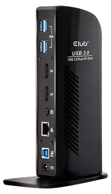 Produktbild von CLUB3D USB3.2 Gen1 Type A or C Dual Display 4K60Hz Docking Station DisplayLink® Certified, Andocken, USB 3.2 Gen 1 (3.1 Gen 1) Type-B, 3,5 mm, USB Typ-A, 10,100,1000 Mbit/s, Schwarz