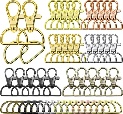 Immagine prodotto di 120pcs Snap Key Ring rotante D - forma - metallo - cordino - gancio per animale domestico - collare - zaino borsa