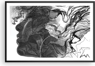 Produktbild von Gerahmtes Poster - Schwarzer Rahmen - Frau Linie Kunst. - 91,5x61 cm - Wand Bild - Wanddeko - Wandbilder - Kunstposter - Wandposter - Bilderrahmen - Bilder - Kunstdruck - P2BAA91x61-4687