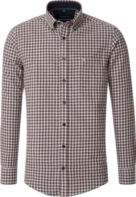 Produktbild von CASAMODA Herren Freizeithemd Langarm Button-Down Comfort Braun kariert XXL