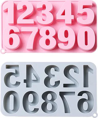 Obrázek produktu pro CANDeal 2 Pack 0-9 Number Crayon Mould Happy Birthday Number Candle Mould Chocolate Baking Silicone Mould Ice Cube Mould Resin DIY Mould for Making Cookies Soap Candles Cake Decoration