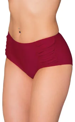 Produktbild von Aquarti Damen Bikinihose Hotpants mit seitlichen Raffungen, Farbe: Dunkelrot, Größe: 36