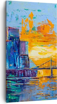Produktbild von Bild auf Leinwand - Leinwandbild - Einteilig - Stadt Brücke pastos - 45x80cm - Wand Bild - Wanddeko - Wandbilder - Leinwanddruck - Bilder - Wanddekoration - Leinwand bilder - Wandbild - PA45x80-4392