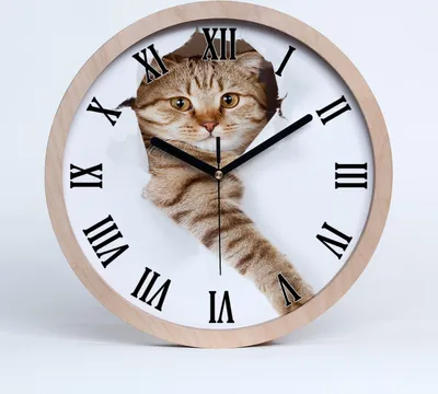 Produktbild von Holzuhr 30fi cm wanduhr - schwarze Spitzen - Katze