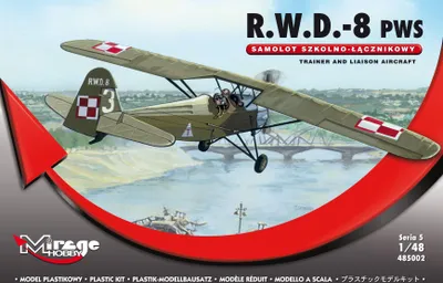Imagen del producto de Mirage Hobby, modelo a escala 1:48 (número de referencia 485002) del avión de entrenamiento y enlace R.W.D.-8 (PWS)