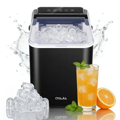 Produktbild von Eiswürfelmaschine, 12 kg/Tag, 9 Eiswürfel in 6-8 Minuten, Gerauscharmer Betrieb, Ice Maker mit Schaufel u. Korb, Eiswürfelbereiter für Zuhause, Büro