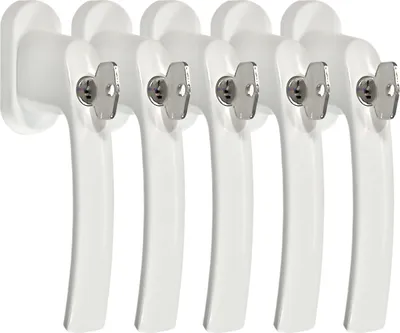 Produktbild von Fenstergriff Set FG 7 Weiss abschließbar 5 Stück Rasterolive Fensterbeschlag Fenstergriffe