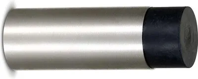 Produktbild von Unyqoos® Wand-Türstopper (Türpuffer) aus Edelstahl mit schwarzem Gummipuffer, Ø 2,7 cm, L 7,6 cm – inkl. Befestigungsmaterial