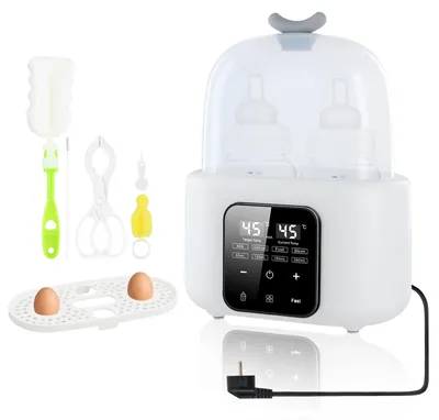 Immagine prodotto di Scaldabiberon multifunzione 6 in 1 per neonati, sterilizzatore per biberon, scaldabiberon, riscaldatore per biberon, vaporizzatore per biberon, riscaldatore per alimenti per neonati, completo di spazzola per biberon e clip (bianco)