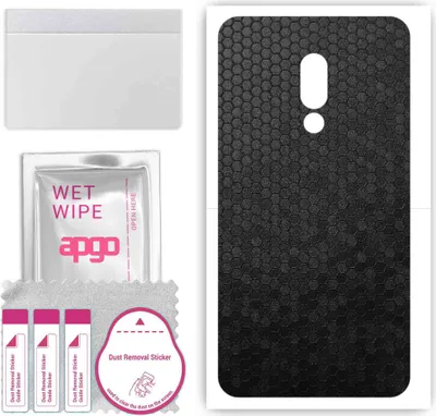Produktbild von apgo Rückseite Schutzfolie, Skin, kompatibel mit Meizu 16, Hinten Displayschutzfolie aus Vinylfolie, kratzfest, einfache Montage - Schwarze Honigwabe
