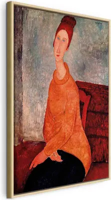 Produktbild von Italienischer Leinwand Leinwandbild - Jeanne Hebuterne in a Yellow Sweater 80x120 cm Reproduktionen l-E-10031-b-a