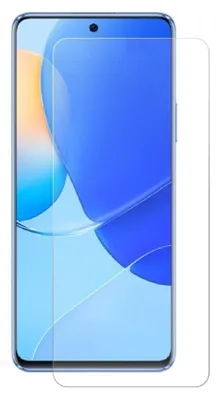A clear screen protector is placed over a smartphone screen.