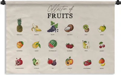 Produktbild von MuchoWow® Wandteppich Wandbehang Obst - Küche - Lebensmittel 90x60 cm Tapisserie Dekoration Wandtuch - Wandskulpturen - Bildteppich