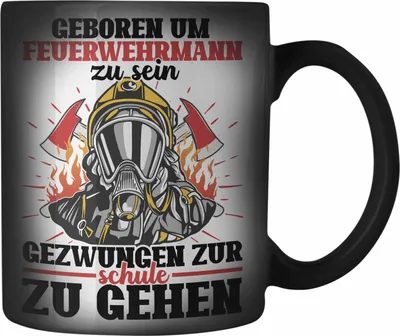 Produktbild von Trendation - Feuerwehr Farbwechsel Zauber-Tasse Sohn Jungs Geschenke Zubehör Lustig Kinder Geburtstag Gezwungen Zur Schule (Schwarz)