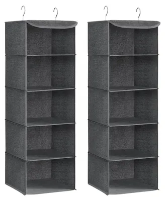 Obrázek produktu pro Šedé závěsné organizéry na oblečení – 2 kusy – bambus, kov – 30 x 30 x 90 cm