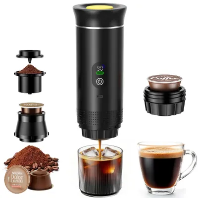Tragbare Espressomaschine 3-in-1, schwarz, 80 ml, 20 bar