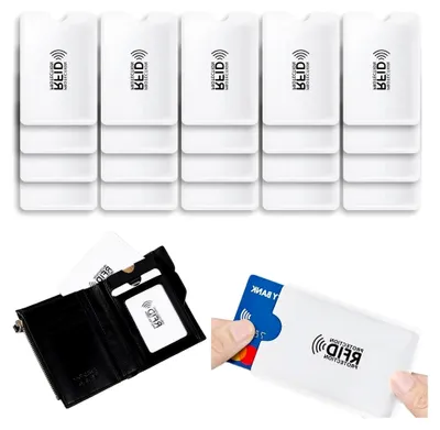 Produktbild von 20 Stück Ausweishüllen - RFID-blockierendes Kartenetui für Personalausweis, Bank- und Kreditkarten - Schutz vor Demagnetisierung - Kunststoffkartenhüllen für Geldbörsen
