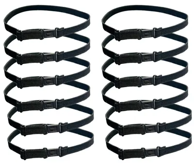 12er-Pack elastische Fliegen-Verlängerung, verstellbar, 50x1,2 cm, schwarz