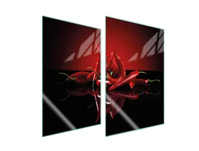 Image de Plaques de recouvrement pour cuisinière 2 pièces 35x52 Couverture de champ en vitrocéramique Planche à découper Chilli rouge