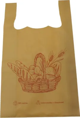Produktbild von Hemdchen Tragetaschen "Bäcker" aus PP Vlies, 32 + 13 x 53 cm, 10 Stück