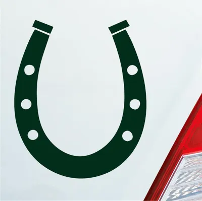 Produktbild von Auto Aufkleber Hufeisen Glück auf Pferd Pony Horse 12x10 cm Dunkelgrün Sticker Heckscheibenaufkleber