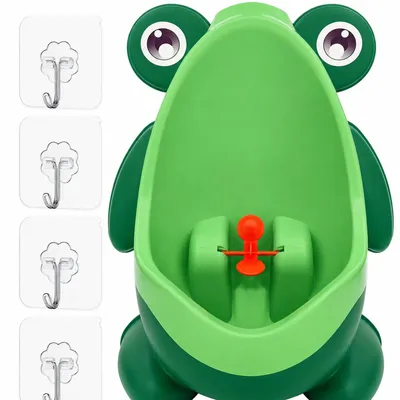 Produktbild von Kleinkind-Urinal für Jungen - stehendes Töpfchen mit Frosch-Design und Haken zur Wandmontage
