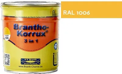 Produktbild von 5l Brantho Korrux 3in1 Rostschutzfarbe RAL 1006 maisgelb seidenglänzend