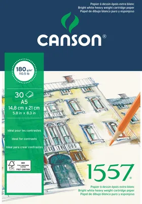 Obrázok produktu pre Skicovací blok CANSON 1557 jemnozrnný 180 g/m² - A5, 30 listov, lepený