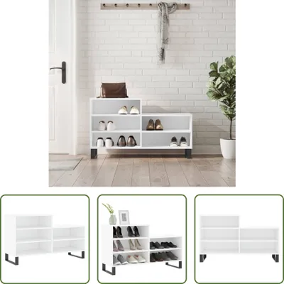 Produktbild von The Living Store Schuhregal Weiß 102x36x60 cm Holzwerkstoff