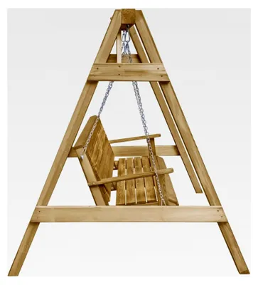 Produktbild von Hollywoodschaukelbank aus imprägniertem Kiefernholz - Natur - 205x150x157 cm - für Garten und Terrasse